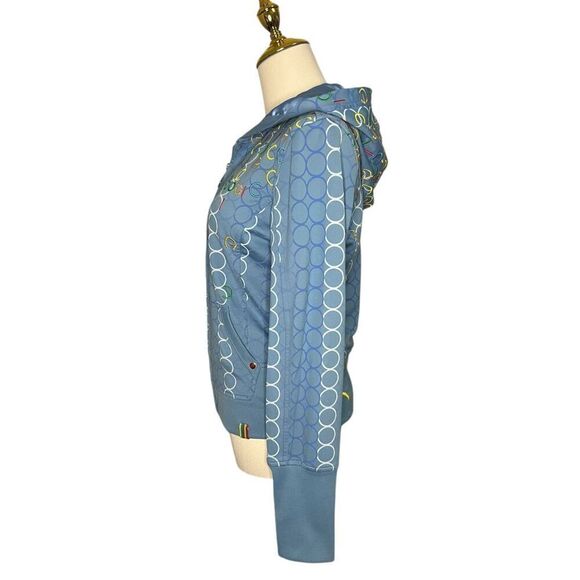 COOGI Women’s Medium Zip Up Jacket Blue Embroidered All Over Print Hoodie - Picture 5 of 10